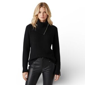 Vintage Y2K Premiere Collection Stretch Zipper Sweater Moto Turtleneck Black L